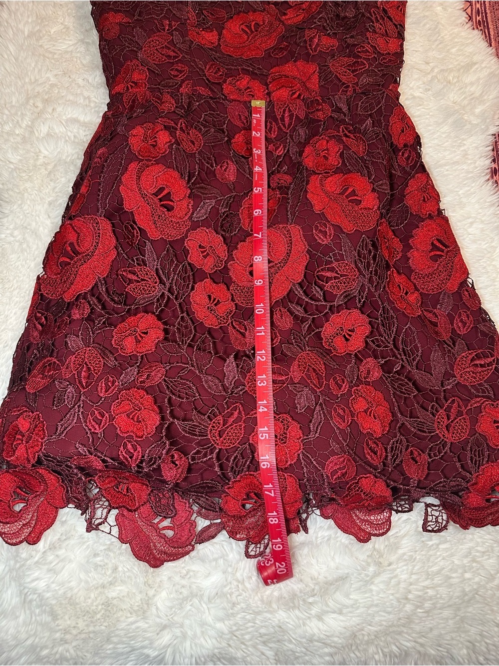 ML Monique Lhuillier Arielle Lace Cocktail Dress Burgundy Floral Size 6 - Picture 12 of 15